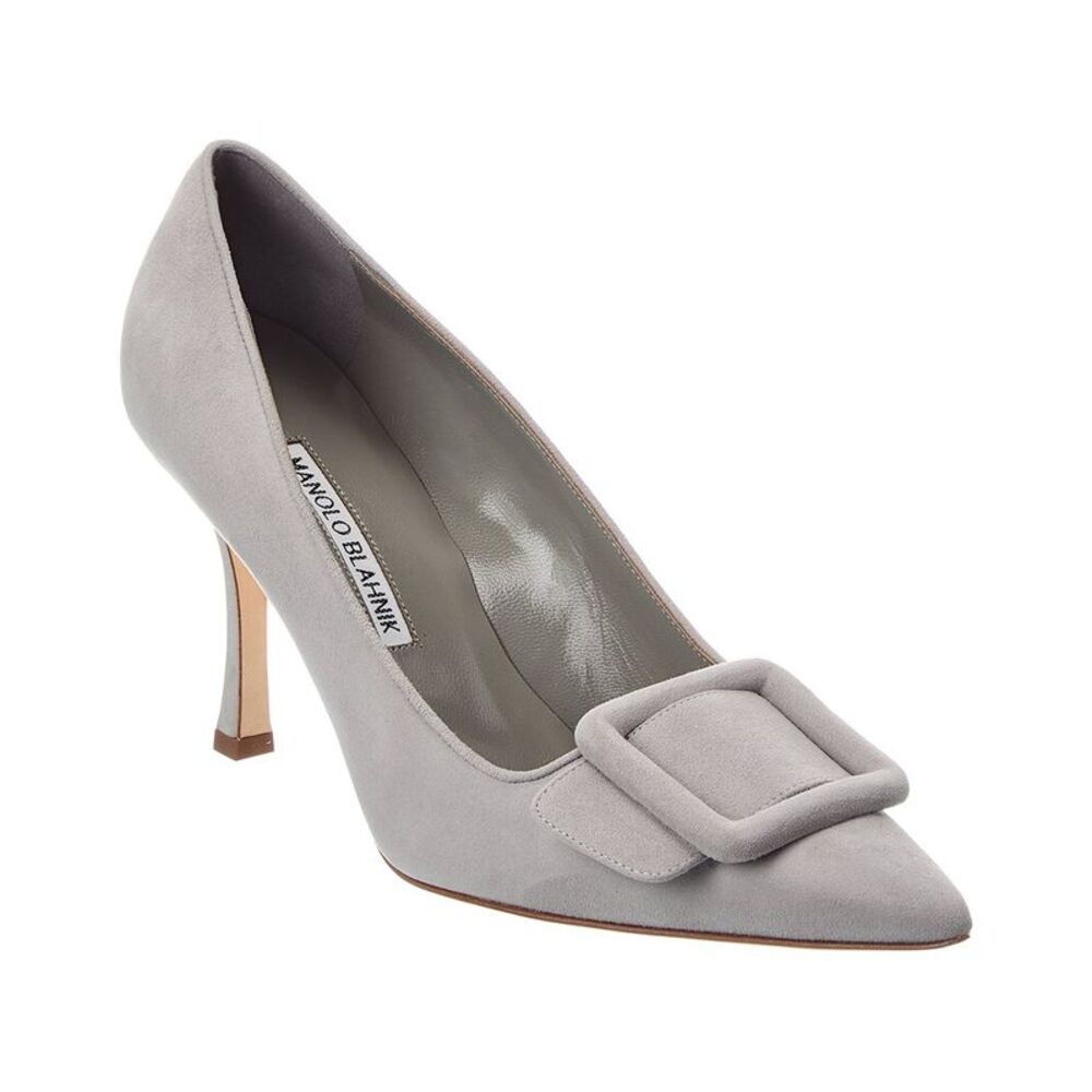 Manolo Blahnik Maysale 90 Suede Pump, Grey
